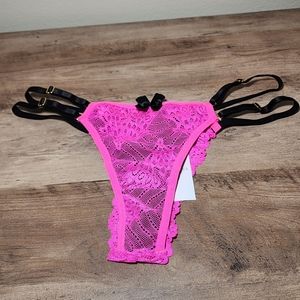 Very Sexy Pink Black Panty Brazilian Lingerie Size XL